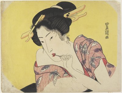 Woman Using a Toothpick, c.1820 by Utagawa Toyokuni
